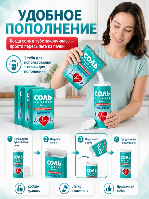 Валетек Соль пищевая калий магний йод 350 г, 1,5 кг, фото 2