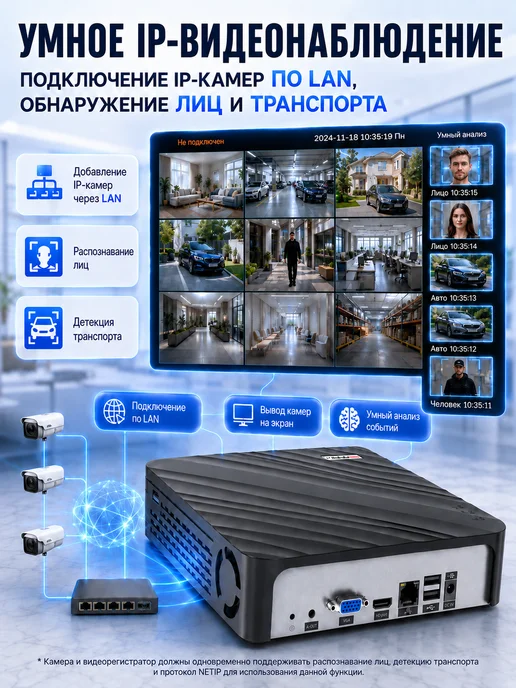 USAFEQLO Видеорегистратор NVR 16 IP камер HDD до 14TB (НЕ входит), 14 ТБ, фото 4