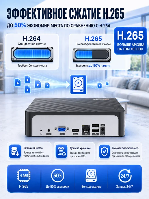 USAFEQLO Видеорегистратор NVR 16 IP камер HDD до 14TB (НЕ входит), 14 ТБ, фото 6