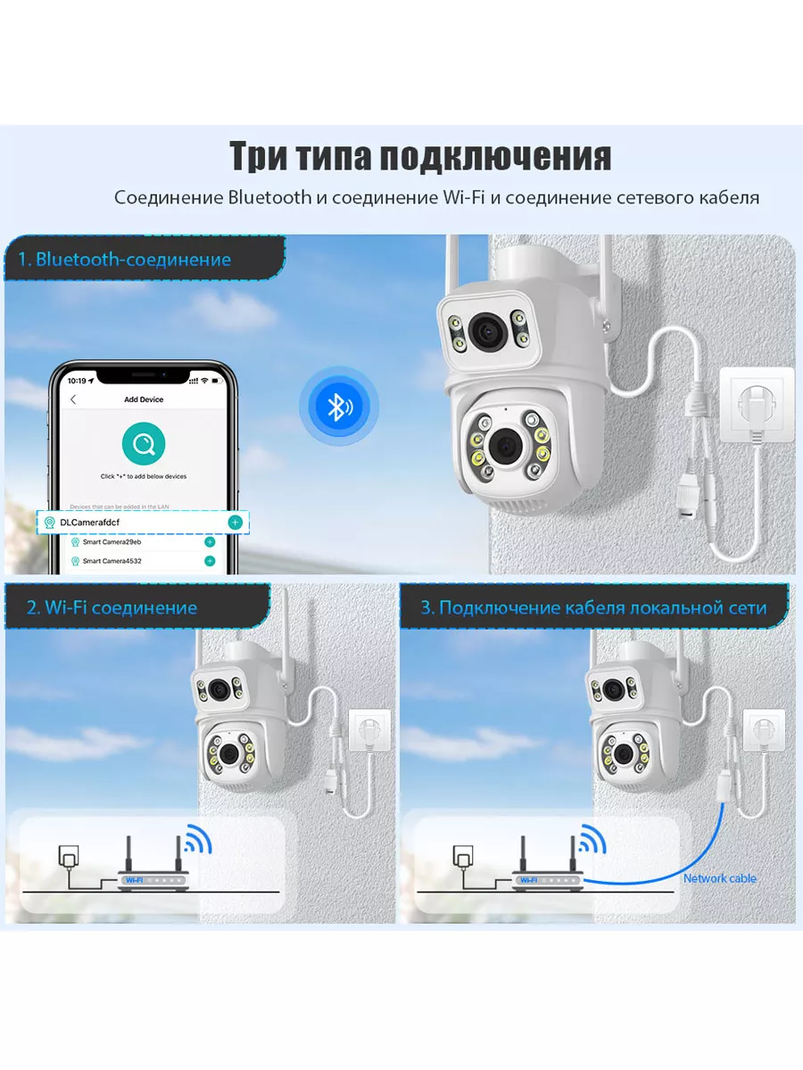 Wi-Fi камера Уличная видеонаблюдения PTZ 6 МП Besder 214317171 купить за 2  113 ₽ в интернет-магазине Wildberries