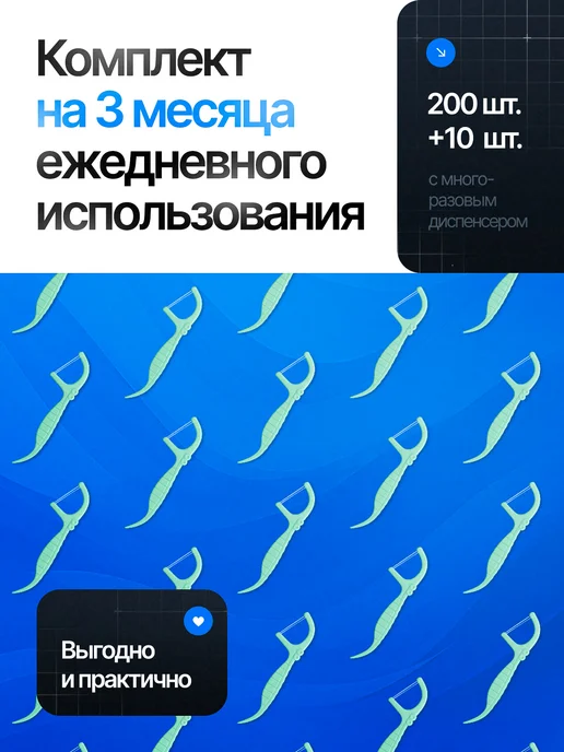 ROROLL Флоссеры мятные с зубной нитью 210шт, 210 шт, фото 6