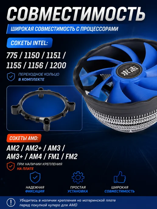 OEM Кулер для процессора для Intel AMD, вариант, фото 3