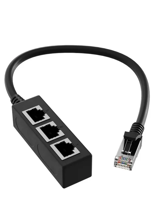 GSMIN Удлинитель сетевого кабеля 3x RJ-45 (F) на RJ-45 (M), 0.29м, 0,29 м, фото 5