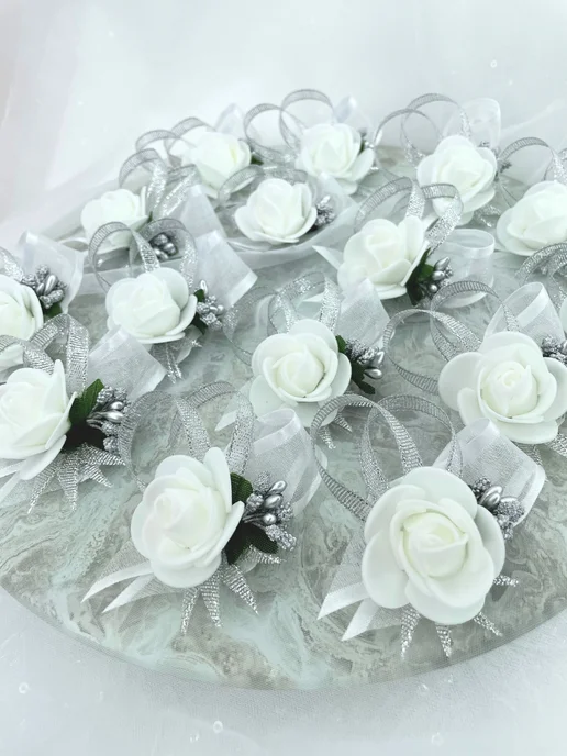NOVAYA WEDDING Свадебные бутоньерки для гостей, белый, фото 3