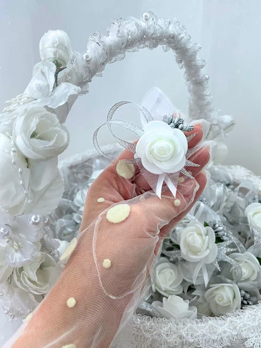 NOVAYA WEDDING Свадебные бутоньерки для гостей, белый, фото 8