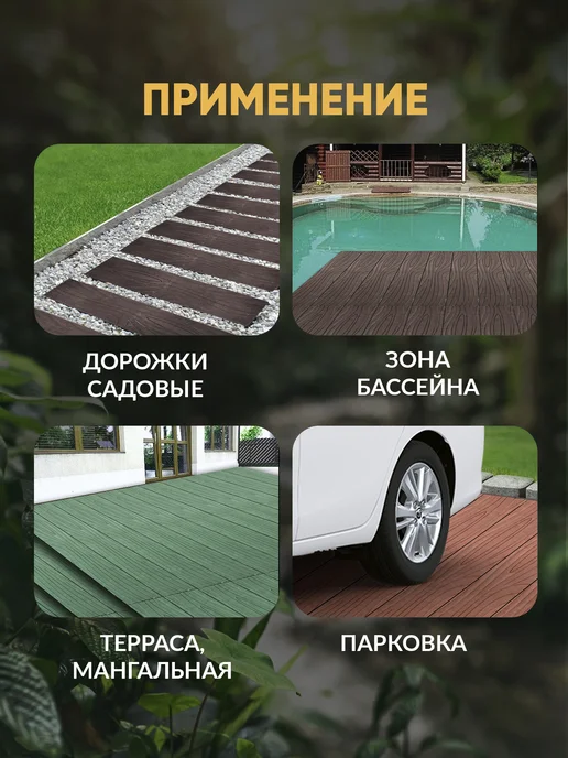 НеоКомпозит Террасная доска полимерпесчаная, зеленая, 4 шт, 4 шт, фото 3