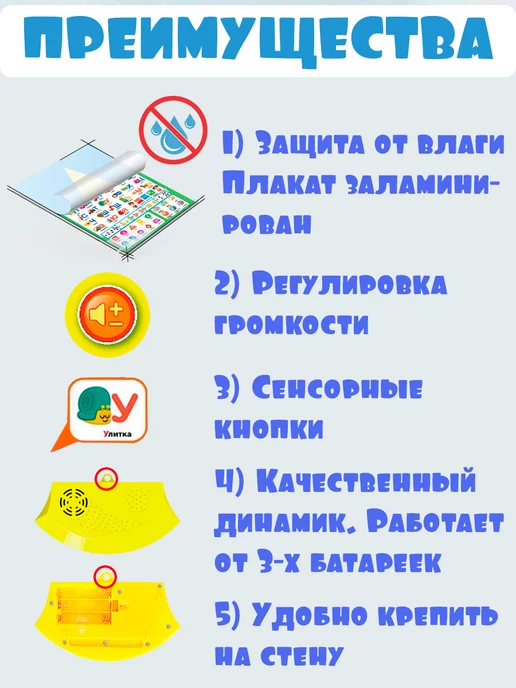 FivePlus Азбука говорящая алфавит плакат обучающий для малышей, зеленый, фото 5