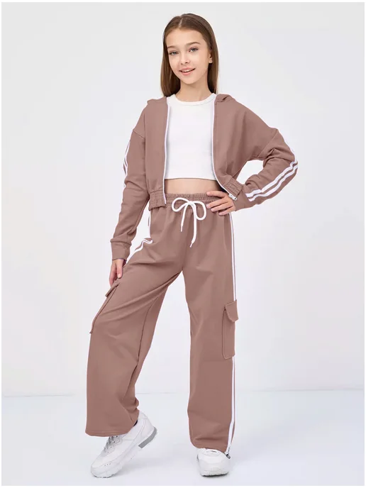 EBE KIDS Костюм спортивный на молнии, бежевый