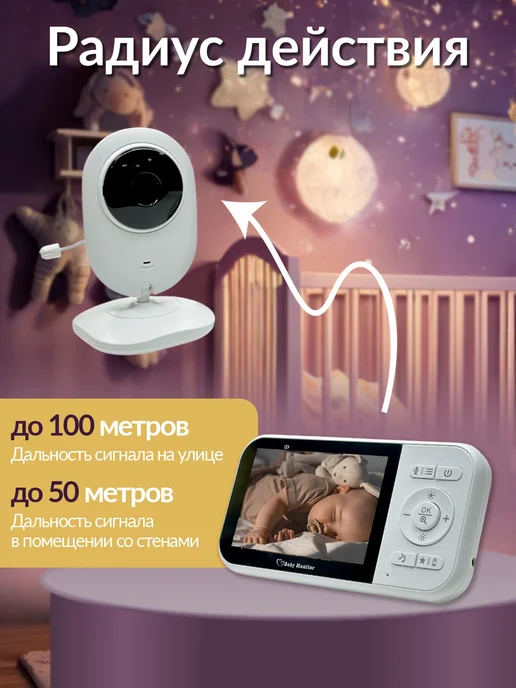 Хевель Видеоняня с монитором беспроводная цифровая камера, белый, фото 8