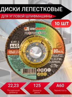 Диски шлифовальные лепестковые 125х22 мм для УШМ A60 10 шт ЛУГА АБРАЗИВ 214682544 купить за 688 ₽ в интернет-магазине Wildberries