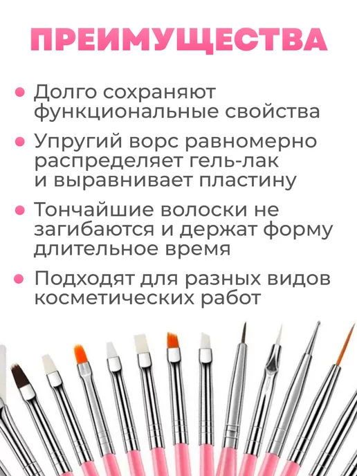 Maweluas Кисти для маникюра, розовый, фото 2