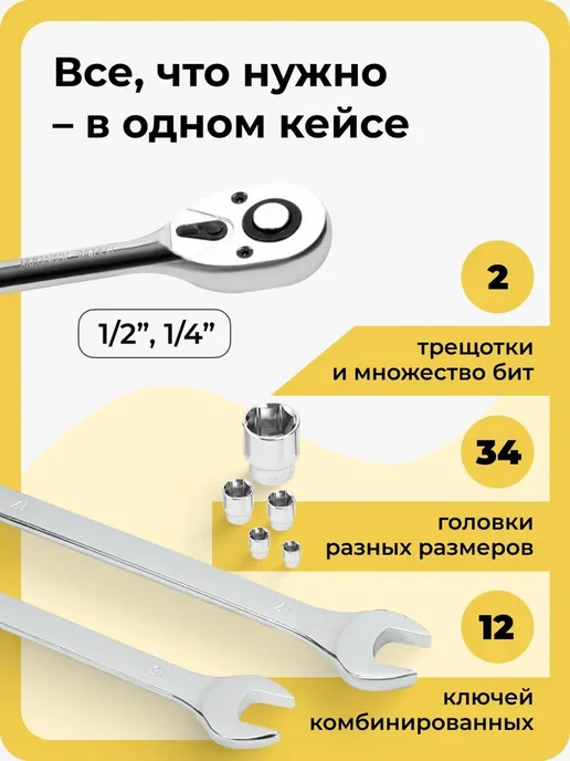JNTRD Набор инструментов для автомобиля и дома 61 предмет, черный, фото 7