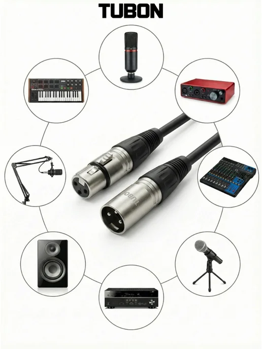 TUBON XLR Кабель для микрофона XLR (M) - XLR (F) X001 1.5м, 10 м, фото 2