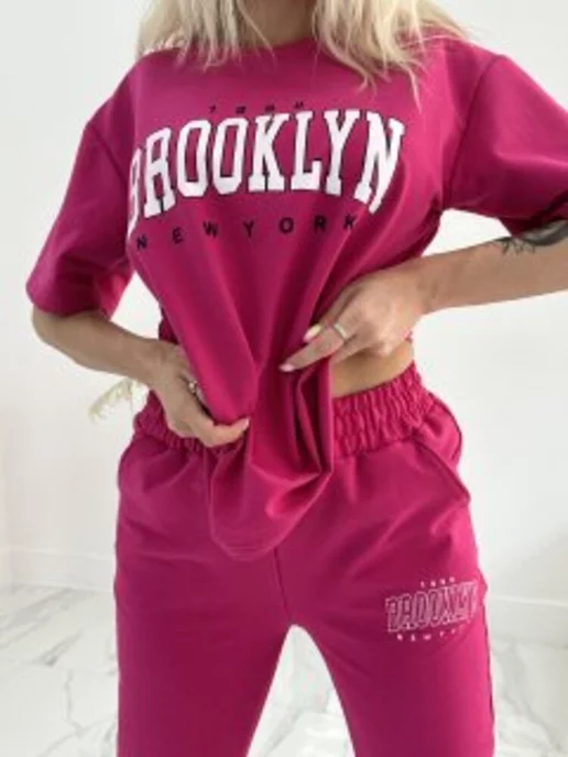 Луна Shop Спортивный костюм с джоггерами, красный, фото 2