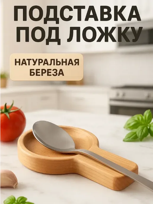 Adelica Подставка под ложку на кухню деревянная 15x10x1,8 см, 15x10x1.8 см, фото 7