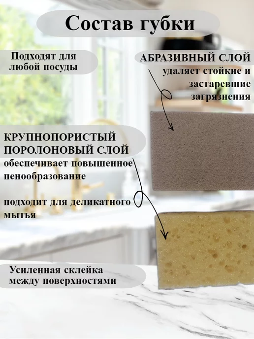 L&plast Салфетки для уборки и губки для посуды набор, бежевый, фото 5