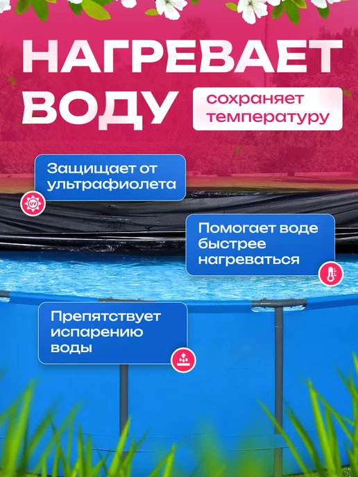 Premissun Тент для бассейна каркасного 305 см круглый чехол, черный, фото 3