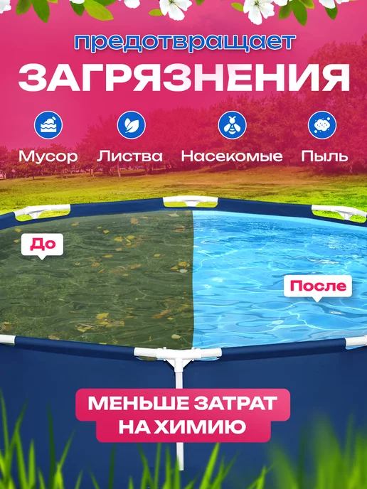 Premissun Тент для бассейна каркасного 305 см круглый чехол, черный, фото 4