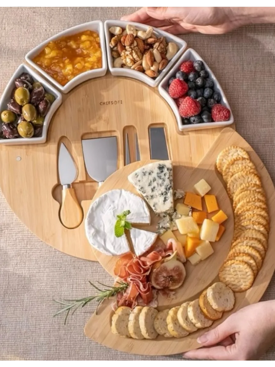 Менажница из бамбука Доска для сыра и закусок сервировочная