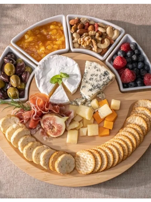 CHEFSOFI Менажница из бамбука Доска для сыра и закусок сервировочная, 2 шт, фото 3