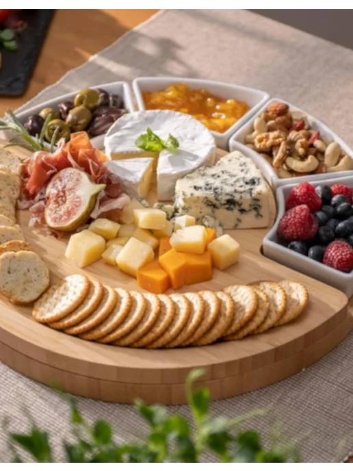 CHEFSOFI Менажница из бамбука Доска для сыра и закусок сервировочная, 2 шт, фото 6
