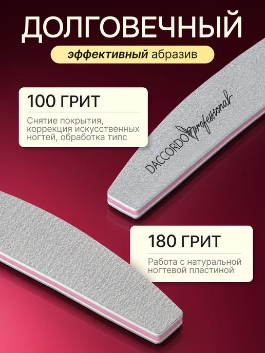 Daccordo Professional Пилки для маникюра и ногтей 100 180 100 штук, серый, фото 3