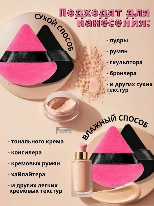 Beautymake Пуховка для пудры, черный, фото 5