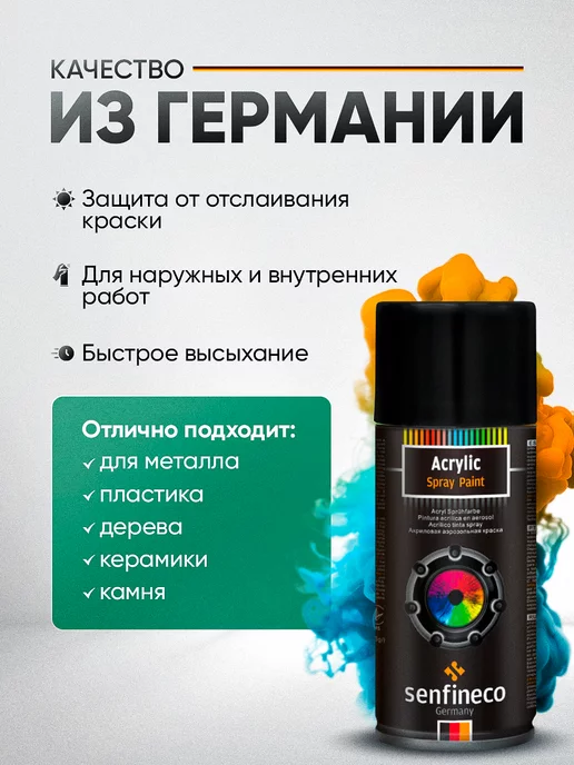 SENFINECO Грунтовка акриловая по металлу, для мебели и пластика черная, черный, фото 2