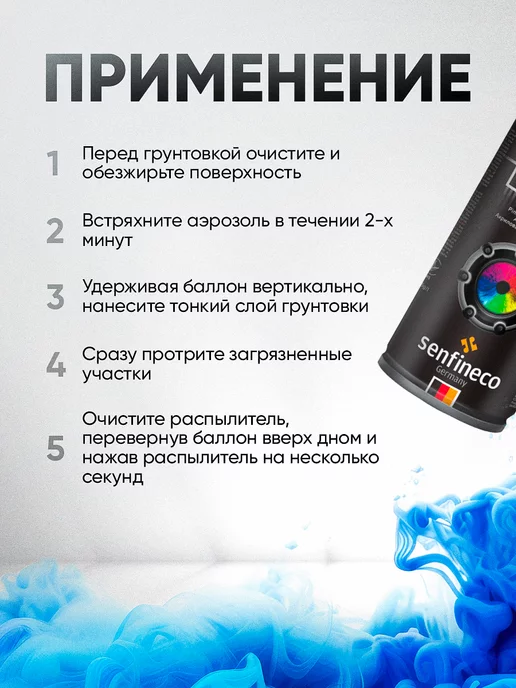 SENFINECO Грунтовка акриловая по металлу, для мебели и пластика черная, черный, фото 3