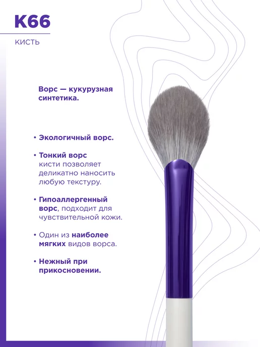 MANLY PRO Кисть для румян коррекции хайлайтера бронзера веерная №66, белый, фото 2