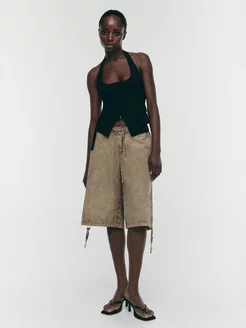 Шорты-бриджи из хлопка с вареным эффектом Befree 214951206 купить за 1 052 ₽ в интернет‑магазине Wildberries