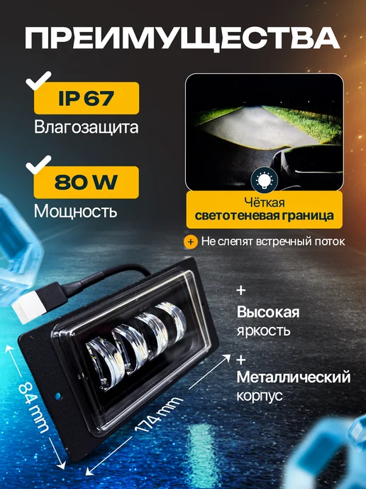 LEDсвет Противотуманные фары 2114 2110 40w, 40 Вт, фото 2