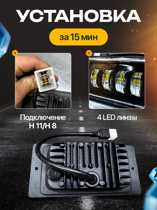 LEDсвет Противотуманные фары 2114 2110 40w, 40 Вт, фото 3