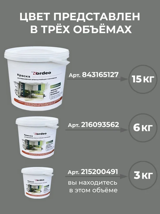 Нордео Краска для стен и обоев мокрый асфальт RAL 7005 3 кг, 3 кг, фото 4