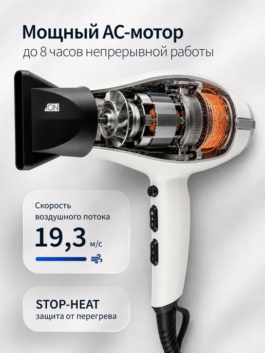 DEWAL Фен для волос профессиональный Exeption Compact, белый, фото 3