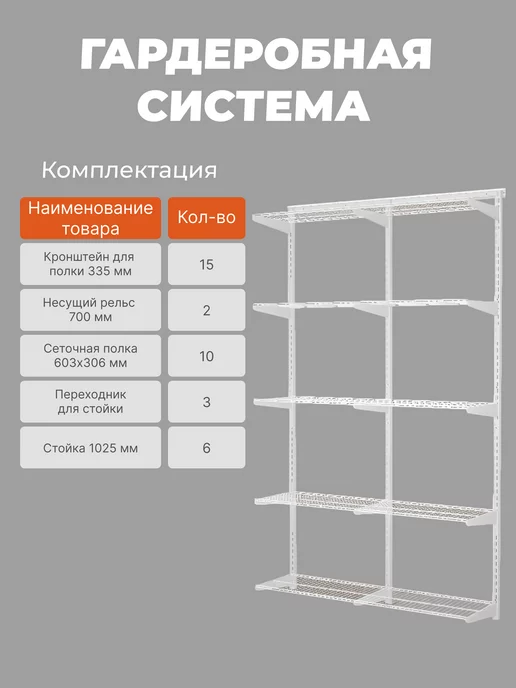 Титан-GS Гардеробная система GRD 126-10.35, титан, фото 2