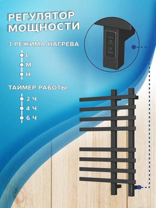 BAUEDGE Полотенцесушитель электрический 50х80, 50x80, фото 3