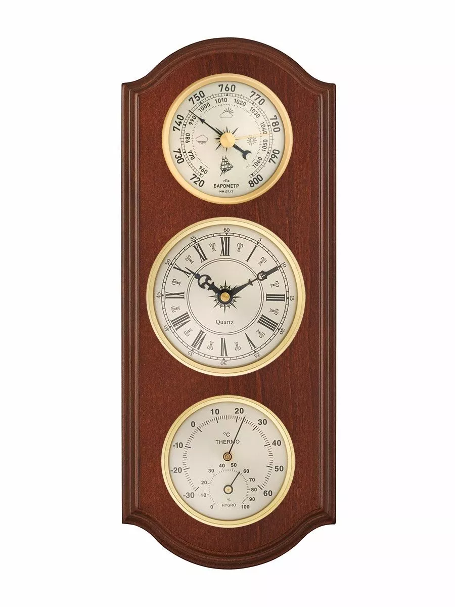 Метеостанция механическая КМ93005.ЧБ(ТГ).М настенная