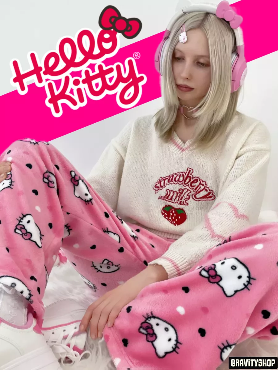 Штаны на резинке y2k аниме Hello Kitty купить по цене 41,42 р. в интернет-магазине Wildberries в Беларуси | 215317520