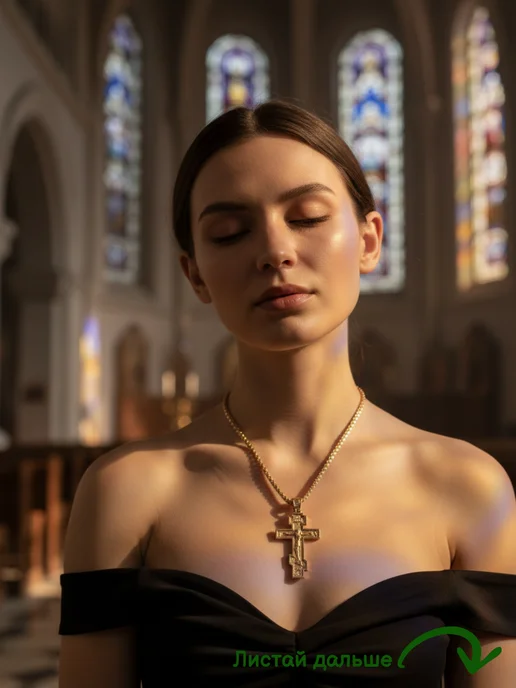 Fallon Jewelry Цепочка на шею с крестом мужская позолоченная, желтый, фото 8