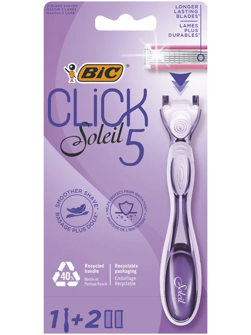 BIC Бритва Бик Click 5 Soleil с 2 сменными кассетами