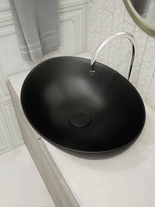 Teymi Раковина для ванной накладная Lori 40 черный матовый T50494, черный, фото 7