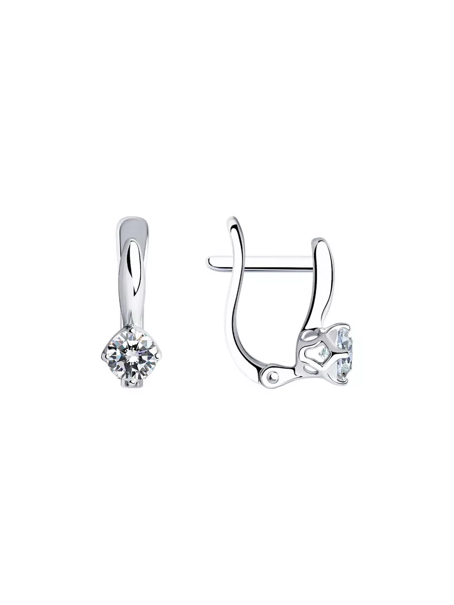 Серьги серебряные 925 пробы с фианитами ювелирные