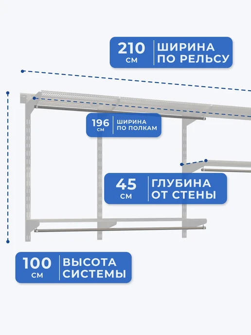 Volazzi Home Гардеробная система, стеллаж для хранения металл №22, белый, фото 4