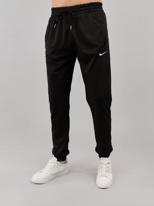 Nike Брюки спортивные летние джоггеры на резинке зауженные, черный, фото 3