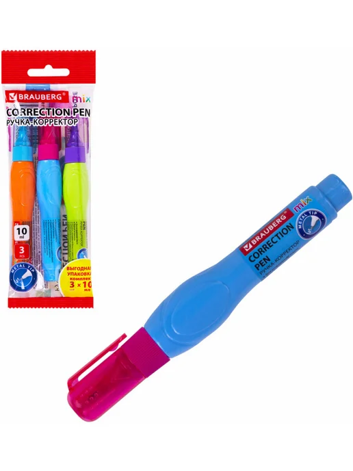Brauberg Ручка-корректор канцелярский для школы, замазка, штрих, 3 шт, 3 шт, фото 7