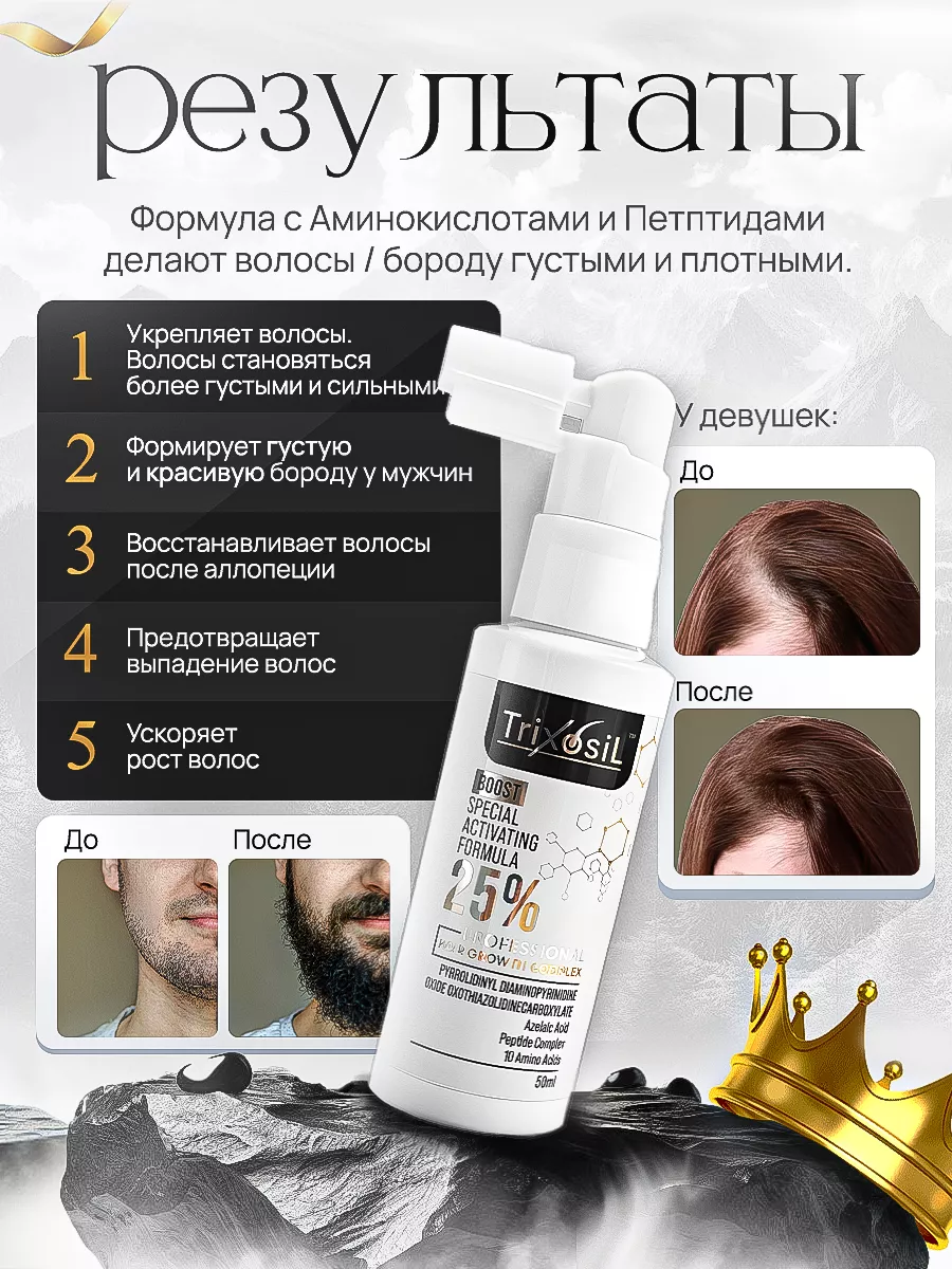 Лосьон 25% TRIXOSIL BOOST для роста волос и бороды TRIXOSIL 215523845  купить за 4 037 ₽ в интернет-магазине Wildberries