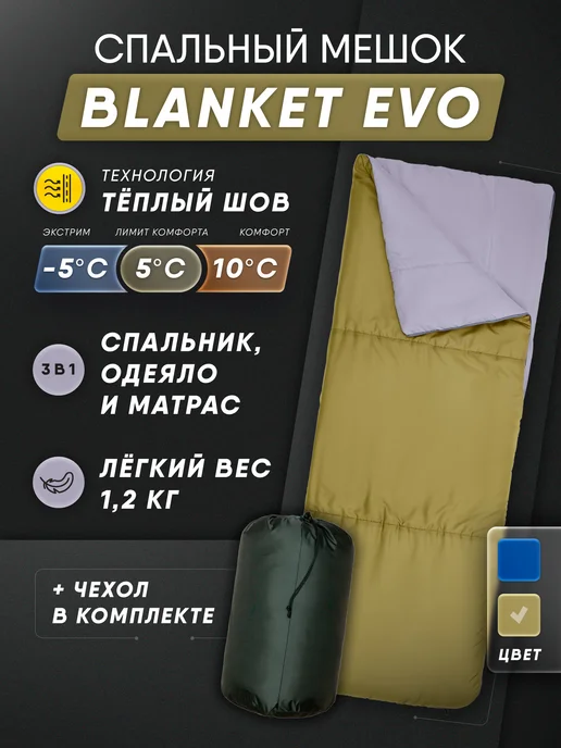THEMANZON Спальный мешок туристический 200*77 Blanket evo до -5С, 200x77
