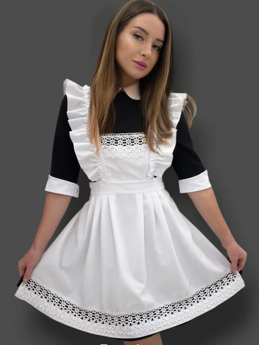 Cherry LIKE фартук школьный 1 сентября нарядный, белый, фото 4