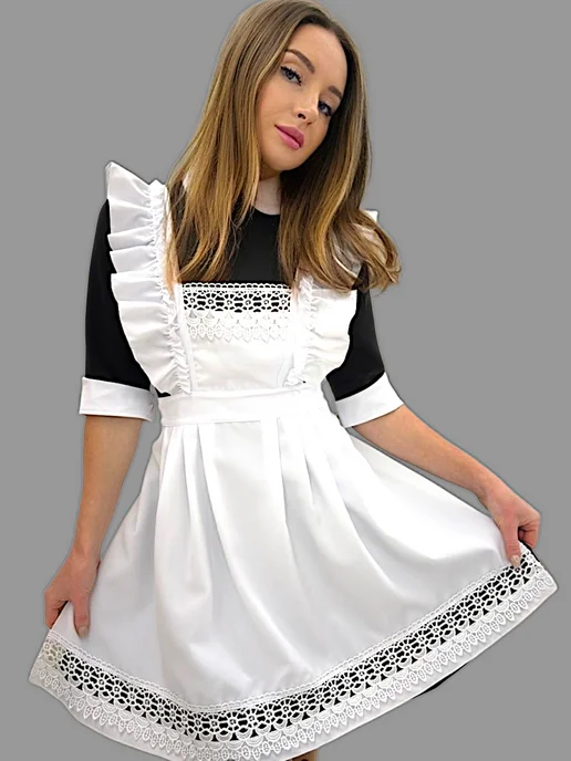 Cherry LIKE фартук школьный 1 сентября нарядный, белый, фото 5